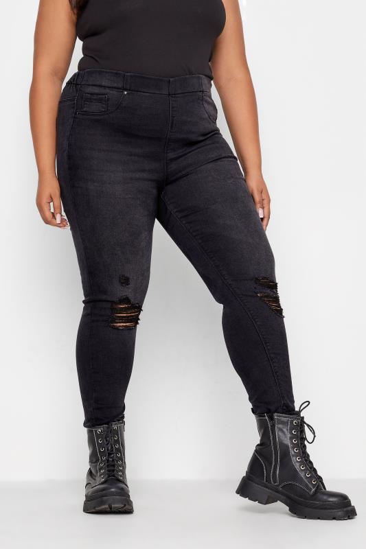Plus Size  YOURS FOR GOOD Black Ripped Knee JENNY Jeggings