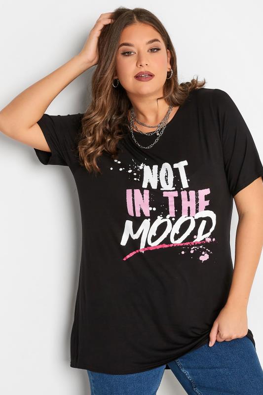LIMITED COLLECTION Plus Size Black 'Not In The Mood' Slogan T-Shirt | Yours Clothing 4