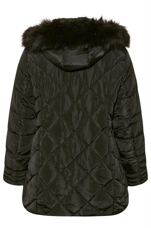Plus Size Black Panelled Puffer Jacket | Yours Clothing 8