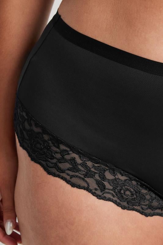 YOURS Plus Size 3 PACK Black Lace Trim Briefs | Yours Clothing  4