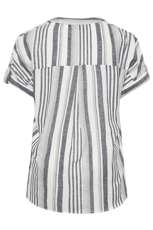 YOURS Plus Size Grey & White Stripe Print Button Through Shirt | Yours ...