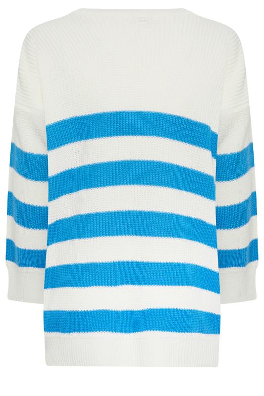 YOURS Plus Size White & Blue Stripe Jumper | Yours Clothing 7