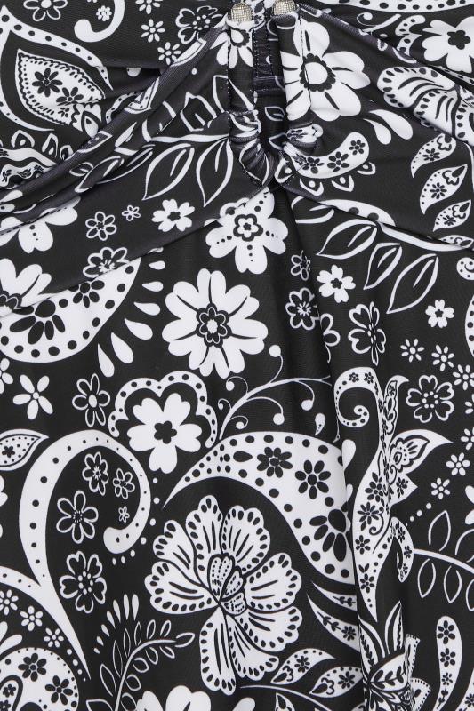 YOURS Plus Size Black Paisley Print Buckle Front Tankini Top | Yours Clothing 7