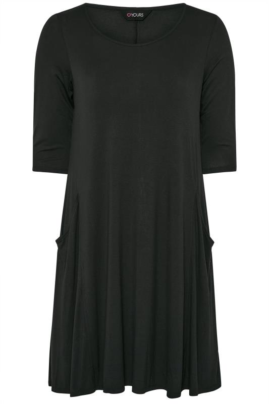 Curve Black Drape Pocket Dress 5