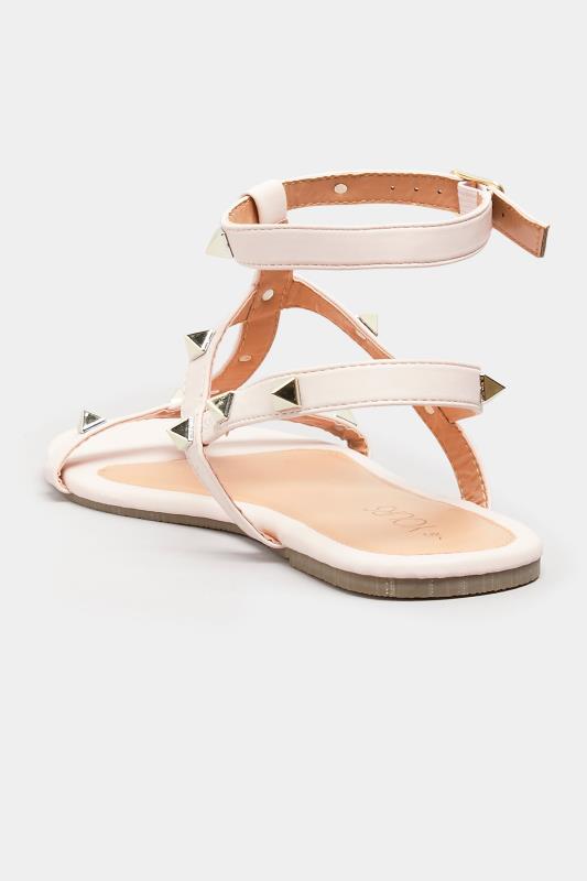 Pink Studded Strap Sandals In Extra Wide EEE Fit 4