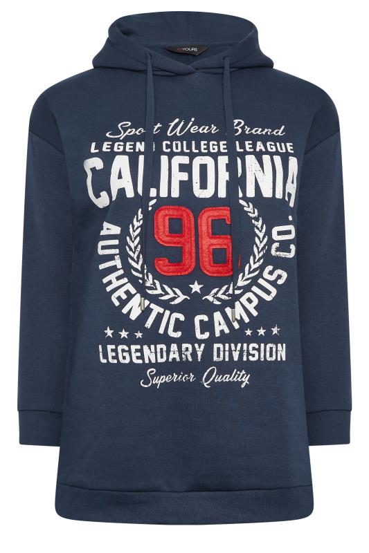 YOURS Plus Size Navy Blue 'California' Slogan Hoodie | Yours Clothing 6