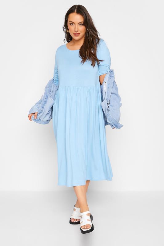 LIMITED COLLECTION Curve Light Blue Midaxi Smock Dress 1