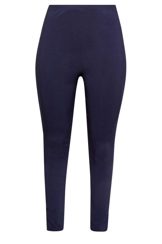 Plus Size Navy Blue Stretch Bengaline Slim Leg Trousers | Yours Clothing 4