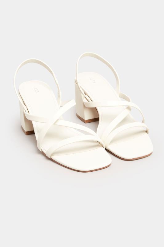 LTS White Cross Over Strap Block Heel Sandals In Standard Fit | Long Tall Sally  2