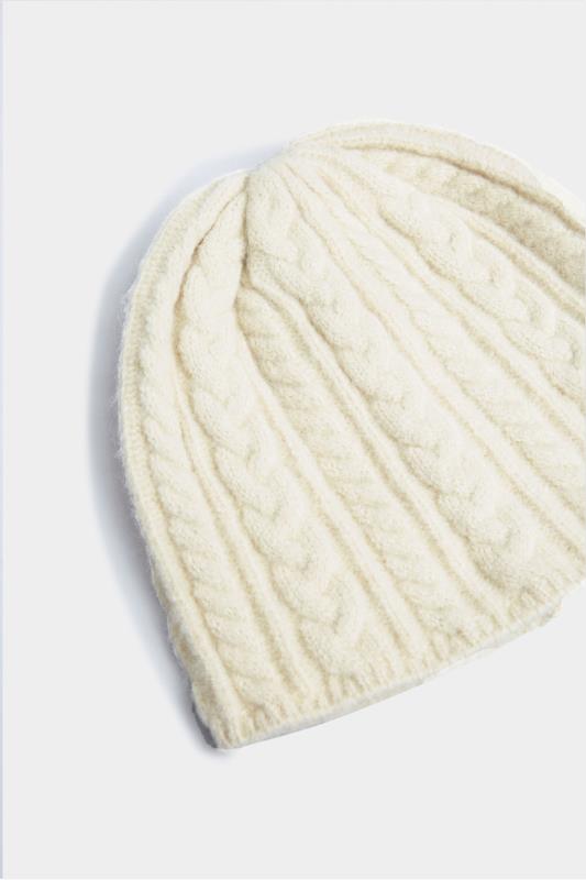 Plus Size Cream Cable Beanie Hat | Yours Clothing 3