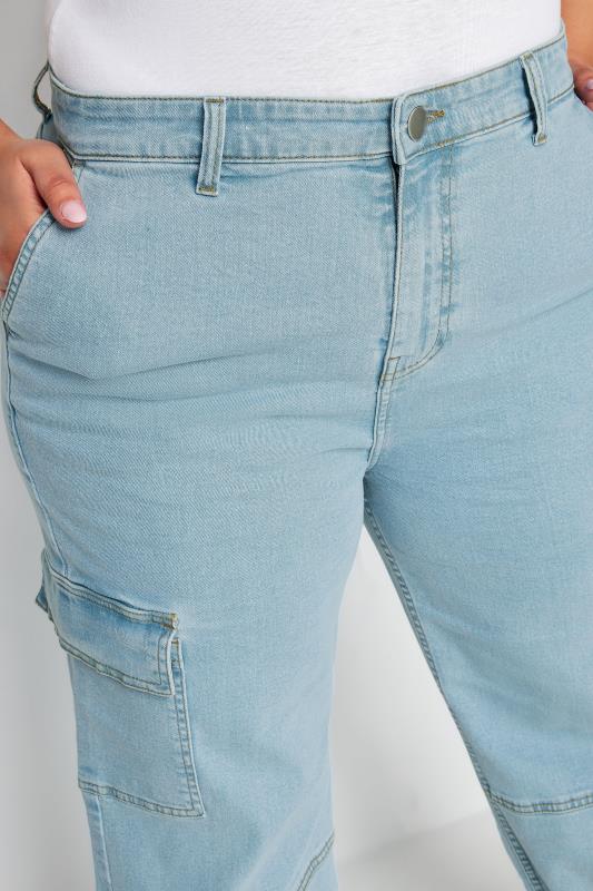 LIMITED COLLECTION Plus Size Blue Wide Leg Cargo Jeans | Yours Clothing 5
