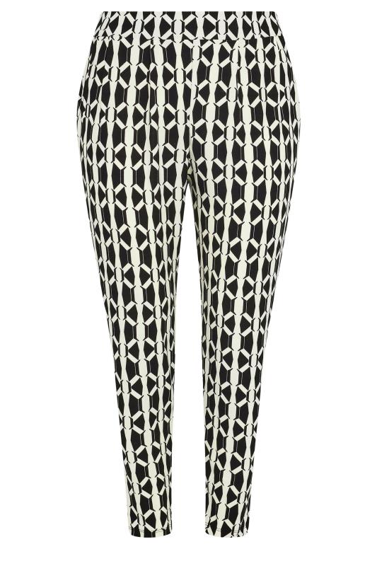 YOURS Curve Black Geometric Print Double Pleat Harem Trousers | Yours Clothing 5