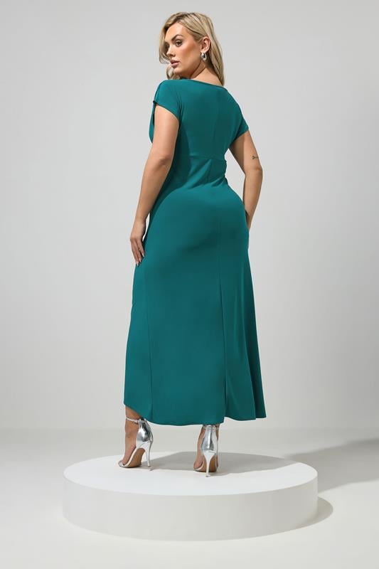 YOURS LONDON Plus Size Blue Gather Detail Dress | Yours Clothing 2