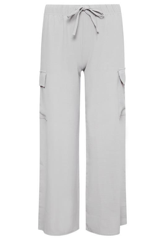 YOURS Plus Size Grey Wide Leg Crepe Cargo Trousers | Yours Clothing 5