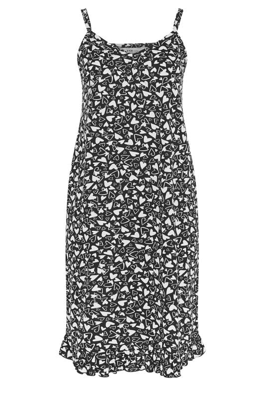 YOURS Plus Size Black & White Heart Print Chemise Nightdress | Yours Clothing 5