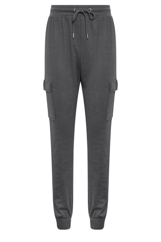 LTS Tall Women's Charcoal Grey Ribbed Cargo Joggers | Long Tall Sally 5
