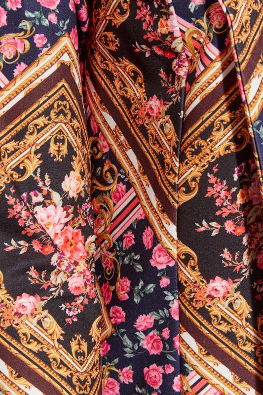 LIMITED COLLECTION Plus Size Navy Blue & Brown Floral Scarf Print Blazer | Yours Clothing  5
