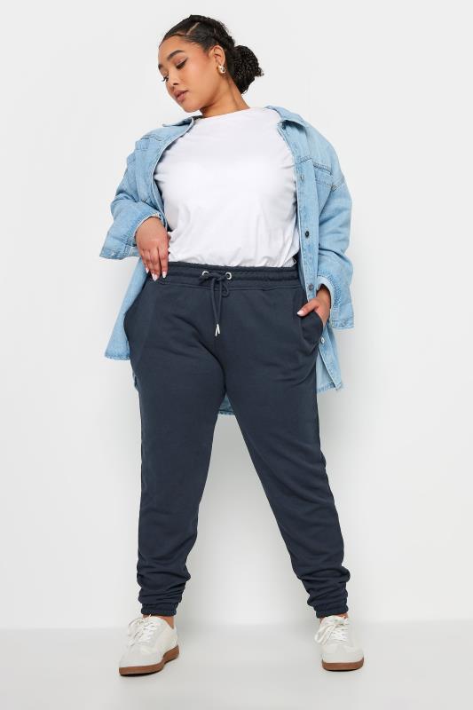 YOURS Plus Size Navy Blue Elasticated Joggers | Yours Clothing 2