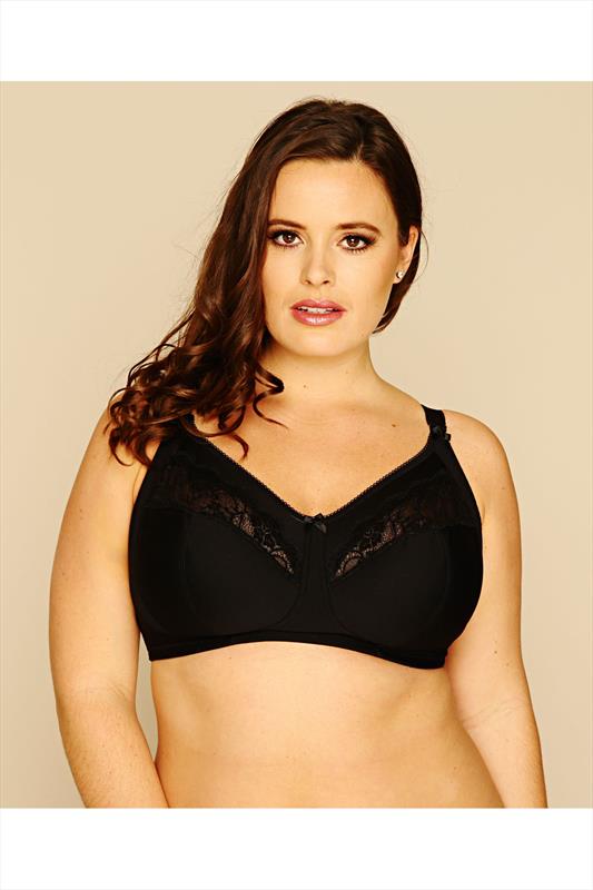 Black Non-Wired Cotton Bra With Lace Trim - Best Seller 