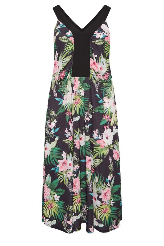 YOURS LONDON Plus Size Black Tropical Print Maxi Dress | Yours Clothing 6