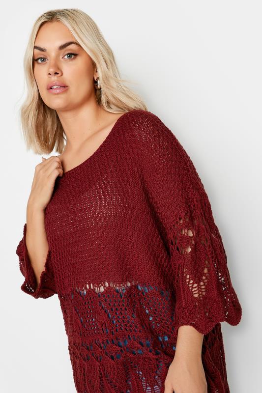 YOURS Plus Size Red Crochet Detail Jumper | Yours Clothing 6