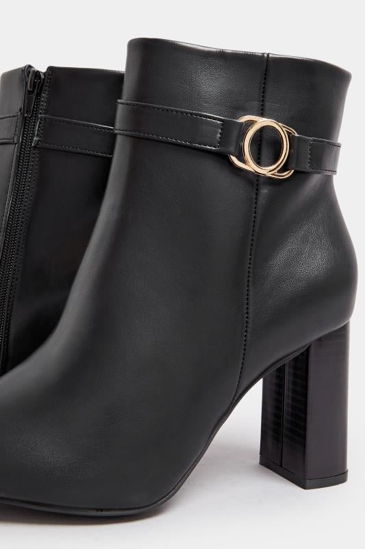 Black Faux Leather Buckle Detail Ankle Boots In Extra Wide EEE Fit | Yours Clothing  5