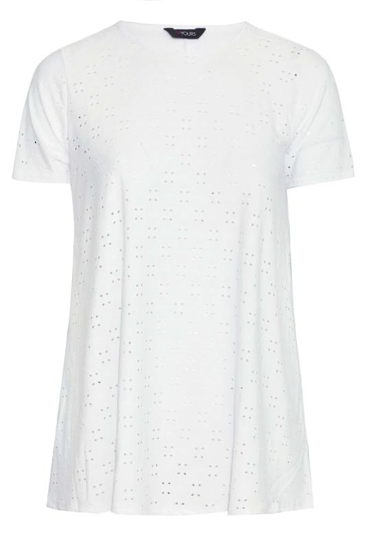 Plus Size White Broderie Anglaise Swing T-Shirt | Yours Clothing 6