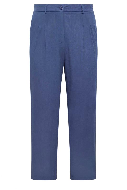 YOURS LONDON Plus Size Blue Pleat Front Wide Leg Trousers | Yours Clothing 5