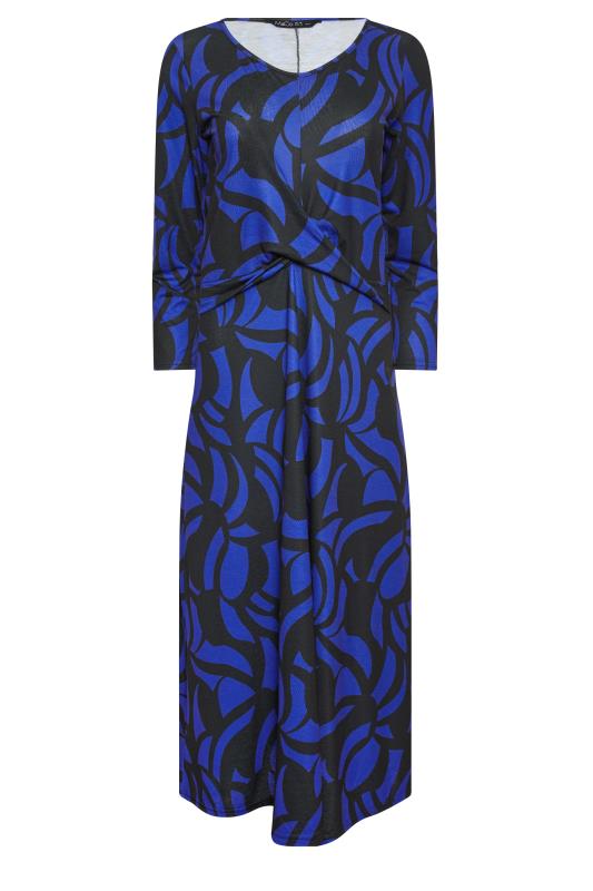 M&Co Black & Blue Geometric Print Twist Front Midaxi Dress | M&Co 6