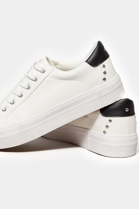 White Studded Detail Trainers In Wide E Fit | Yours Clothing 5