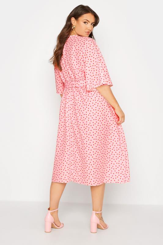 YOURS LONDON Curve Pink Polka Dot Midi Wrap Dress_C.jpg