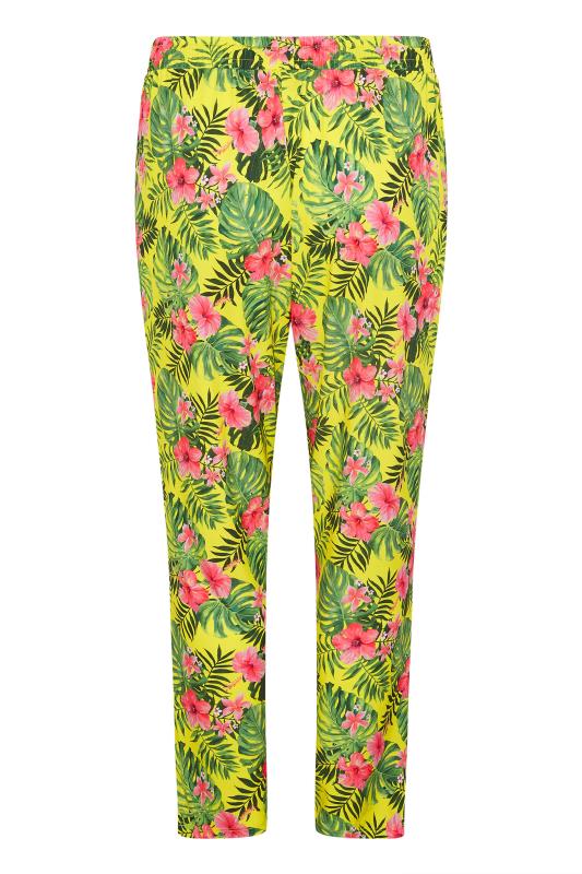 Curve Yellow Tropical Print Drawstring Trousers 6
