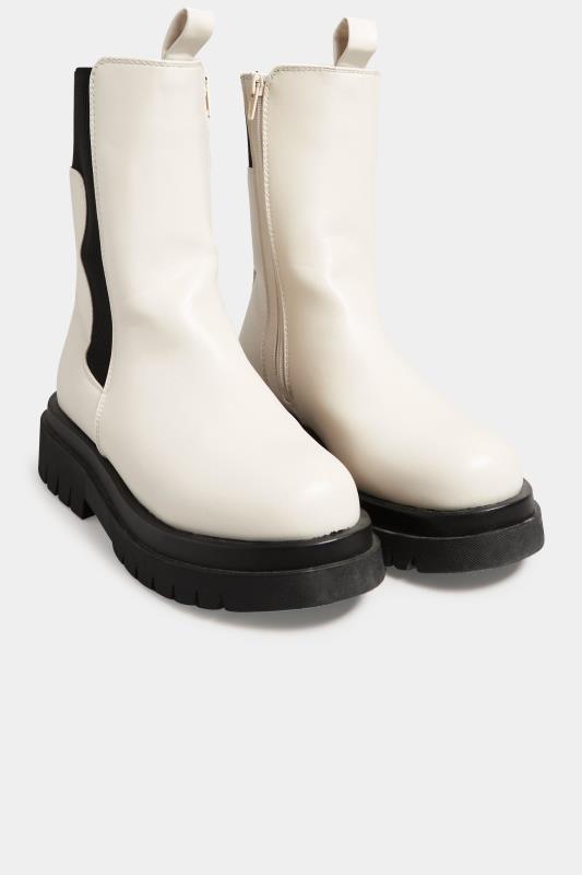 PixieGirl Cream & Black Chelsea Boots In Standard D Fit | PixieGirl 5