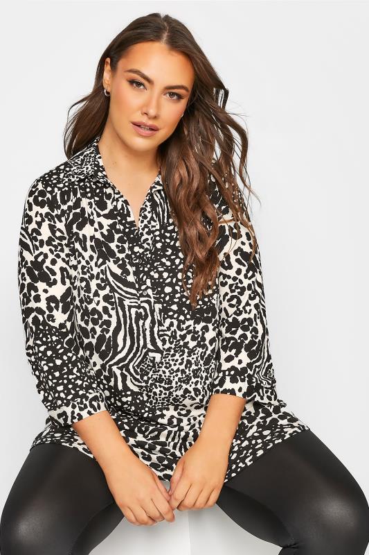  dla puszystych YOURS Curve White Animal Print Blouse