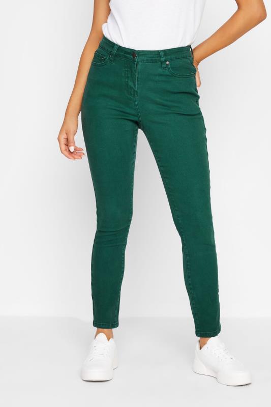 Petite Dark Green Skinny AVA Jeans | PixieGirl 1