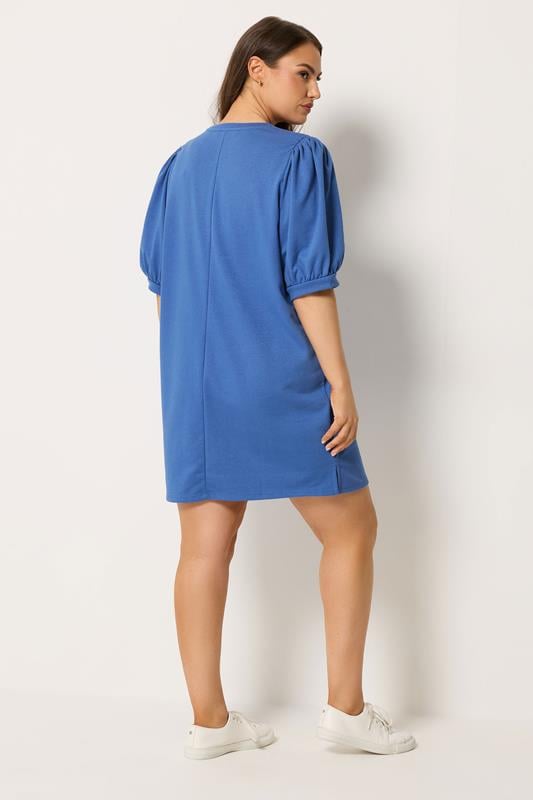 YOURS Plus Size Blue Balloon Sleeve Dress | Yours Clothing 2