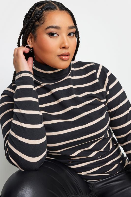 YOURS Plus Size Black Stripe Turtle Neck Top | Yours Clothing 6