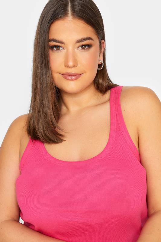 YOURS Plus Size Hot Pink Racer Back Vest Top | Yours Clothing 4