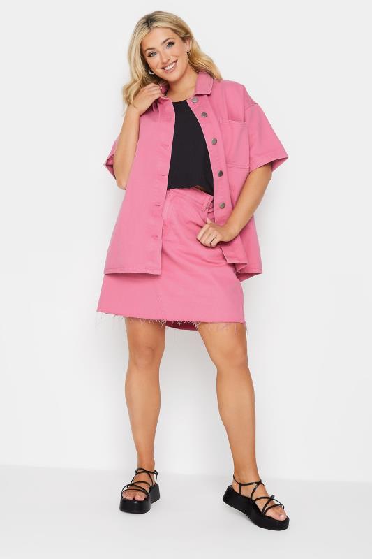YOURS Plus Size Pink Denim Skirt | Yours Clothing 5