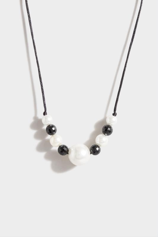 Tall  Yours Black and White Beaded Necklace