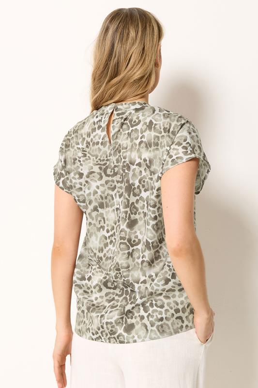 LTS Tall Natural Brown Leopard Print Grown On Sleeve Top | Long Tall Sally 2