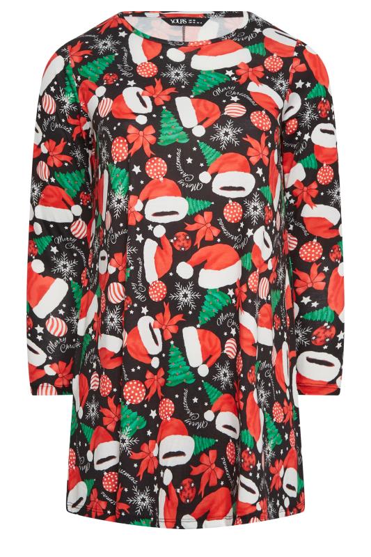 YOURS Plus Size Black Christmas Decoration Print Tunic Top | Yours Clothing 6
