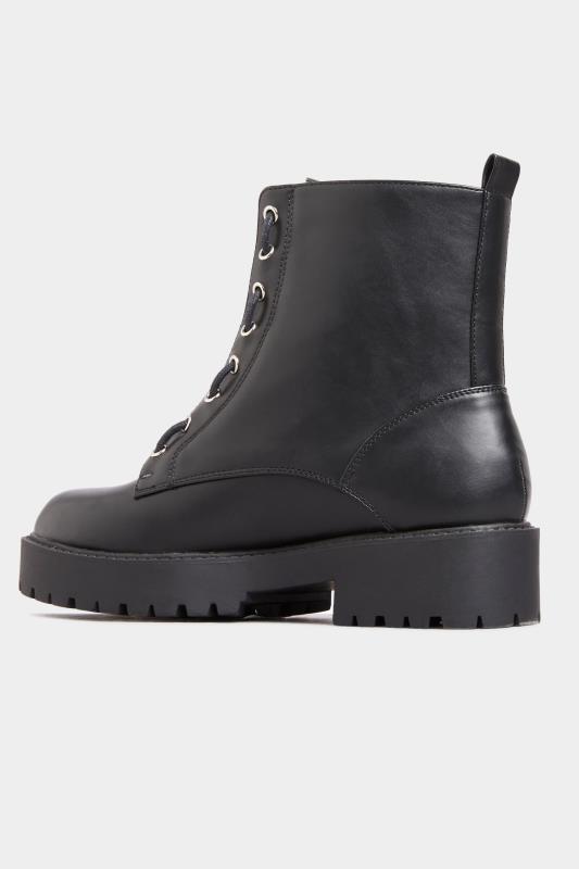 LIMITED COLLECTION Black Vegan Faux Leather Zip Chunky Boots In Extra Wide EEE Fit | Yours Clothing 5