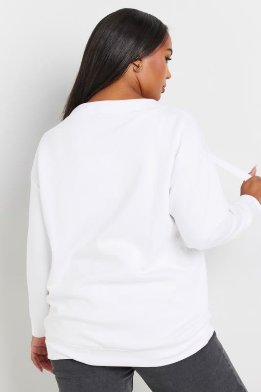 YOURS Curve Plus Size White Side Split Sweatshirt | Yours Clothing  3