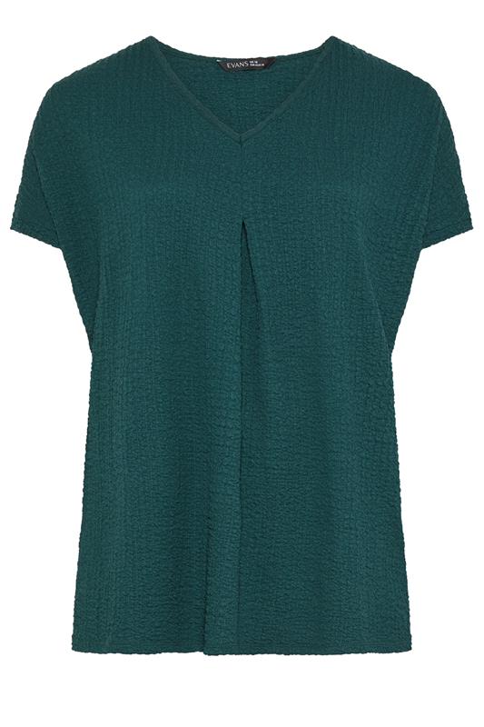EVANS Plus Size Teal Green Pleat Front Swing Top | Evans 5