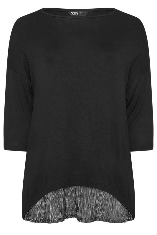 YOURS Plus Size Black Mesh Hem Top | Yours Clothing 5