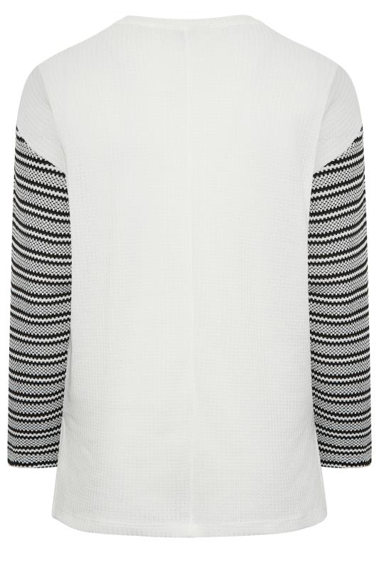 YOURS Curve Plus Size White Long Sleeve Stripe Jumper | Yours Clothing  7