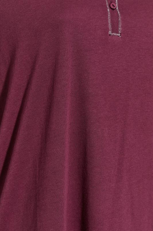 Plus Size Long Sleeve Burgundy Red Pyjama Top | Yours Clothing  7