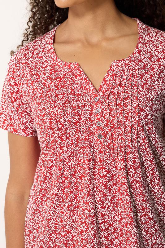 M&Co 2 PACK Red & White Floral Cotton Henley Tops | M&Co 6