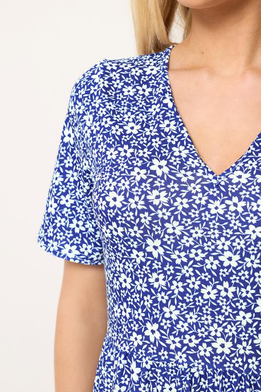 M&Co Navy Blue Floral Notch Neck Maxi Dress | M&Co 4